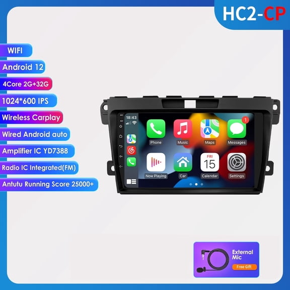 Apple Carplay Android 12 Bluetooth 2+32GB Wifi Car Radio Stereo Head Unit GPS Navigation Player For Mazda CX7 2008 2009 2010 2012 2013 2014 2015