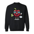 thumbnail image 1 of Apple Cartoon With Sunglasses Sweatshirt Men -Image by Shutterstock, Male 3X-Large, 1 of 4