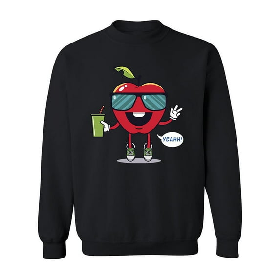 Apple Cartoon With Sunglasses Sweatshirt Men -Image by Shutterstock, Male Large
