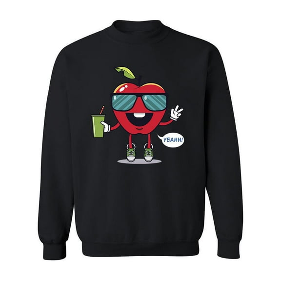 Apple Cartoon With Sunglasses Sweatshirt Men -Image by Shutterstock, Male x-Large