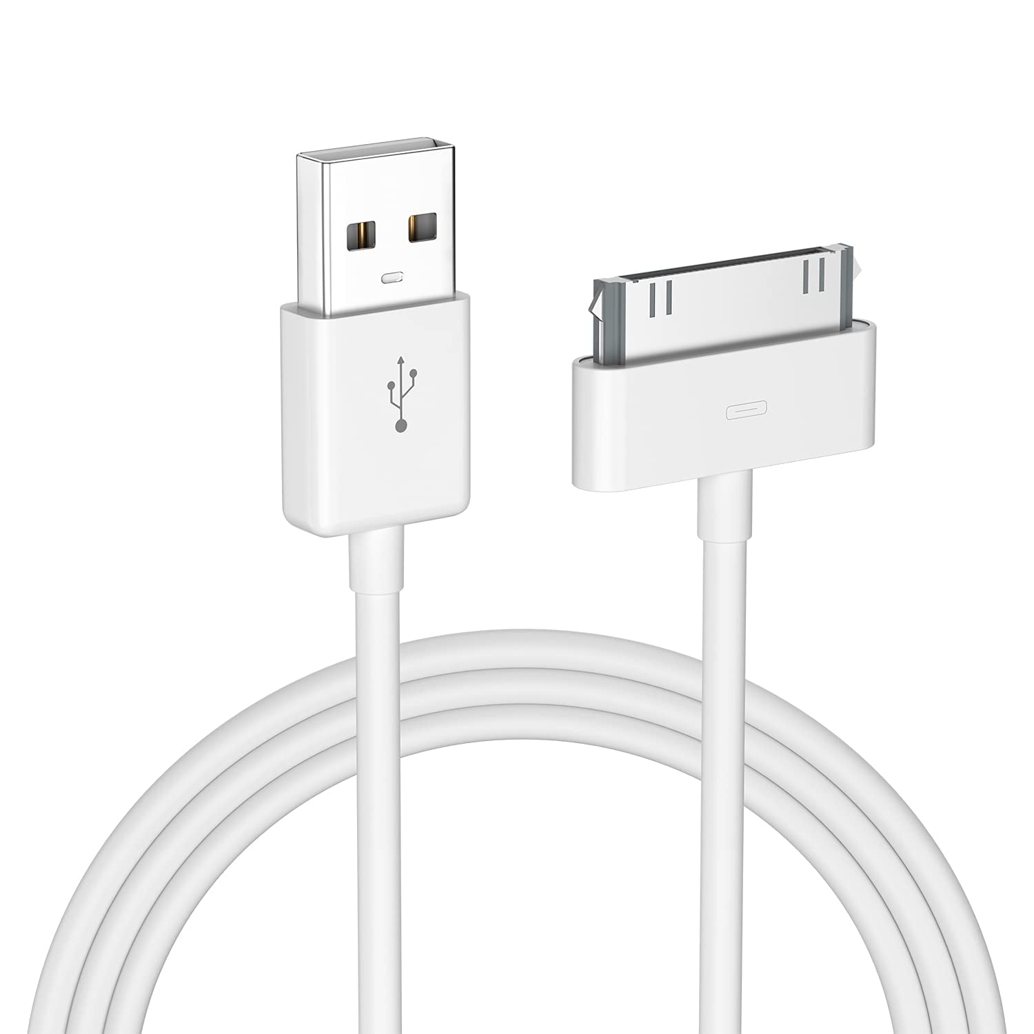 Apple Certified 30 Pin USB Charging Cable, 4.0ft USB Sync Charging Cord  iPhone Compatible for 4 4s 3G 3GS iPad 1 2 3 iPod Touch Nano White (1 PCS)  