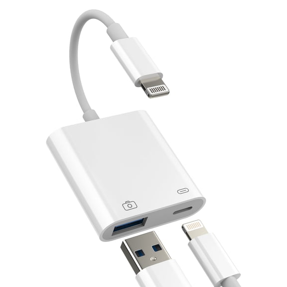 Lightning Male to USB Female Adapter OTG and Charger Cable for Apple Certified for iPhone 11 12 Mini max 7 8plus for Ipad air A Camera Memory Stick Flash Drive Cord Converter Charging Splitter