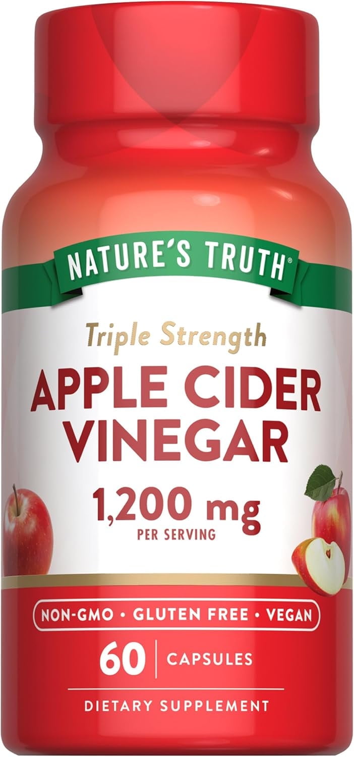 Apple Cider Vinegar 1200mg | 60 Capsules | Extra Strength Supplement | For Men and Women | by Nature's Truth