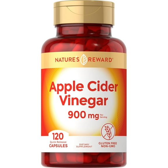 Apple Cider Vinegar Capsules |120 Count | Non-GMO & Gluten Free Supplement | by Nature's Reward