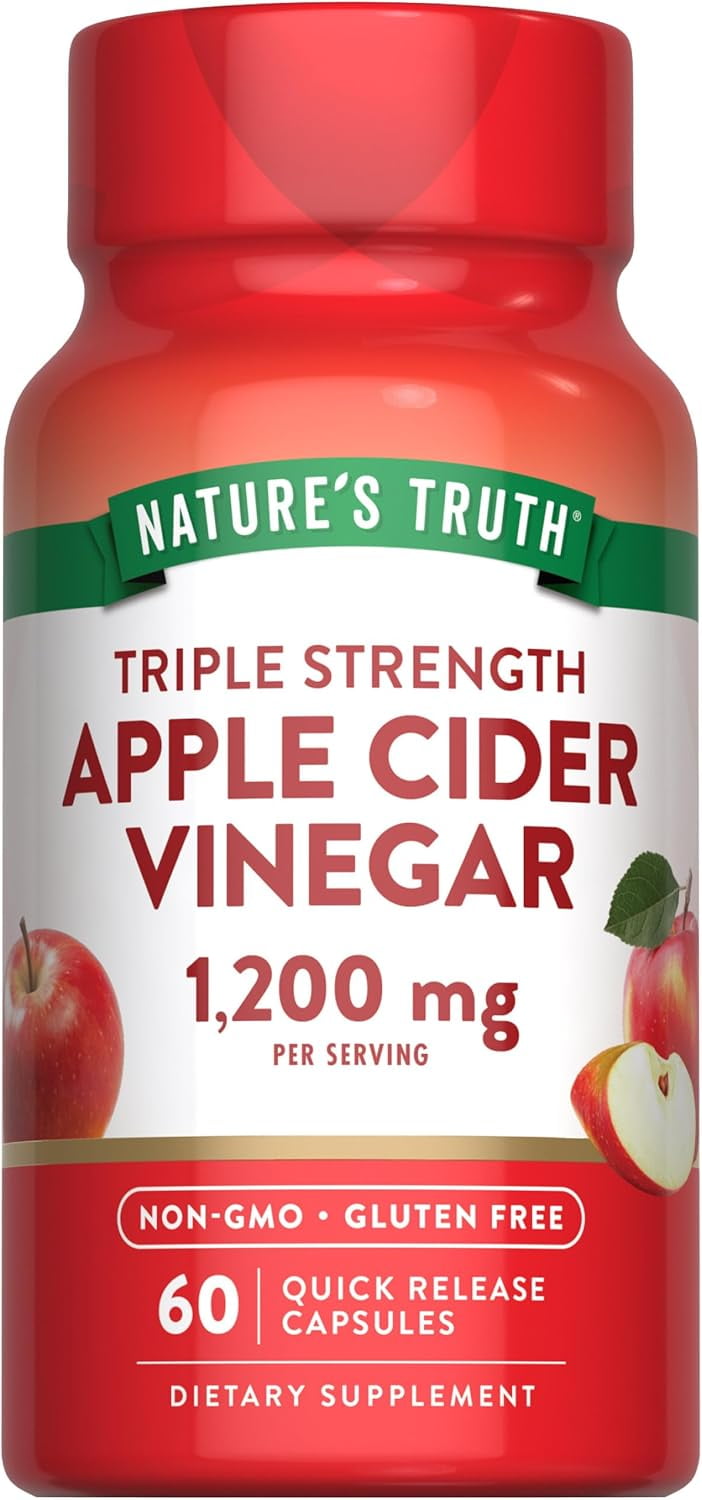 Apple Cider Vinegar Capsules | 1200mg | 60 Count | For Men and Women | by Nature's Truth