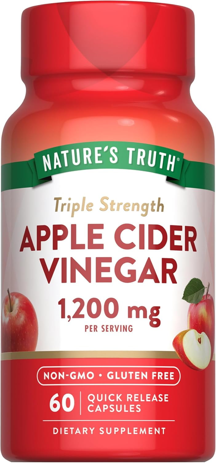 Apple Cider Vinegar Capsules | 1200mg | 60 Count | For Men and Women | by Nature's Truth