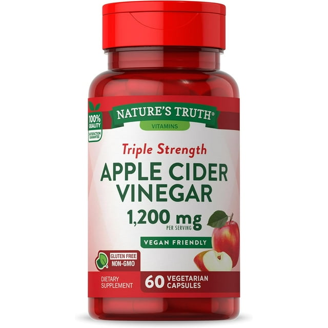 Nature's Truth Apple Cider Vinegar Capsules Nature's Truth Apple Cider Vinegar 1200mg, 60 Capsules | Vegan, Gluten