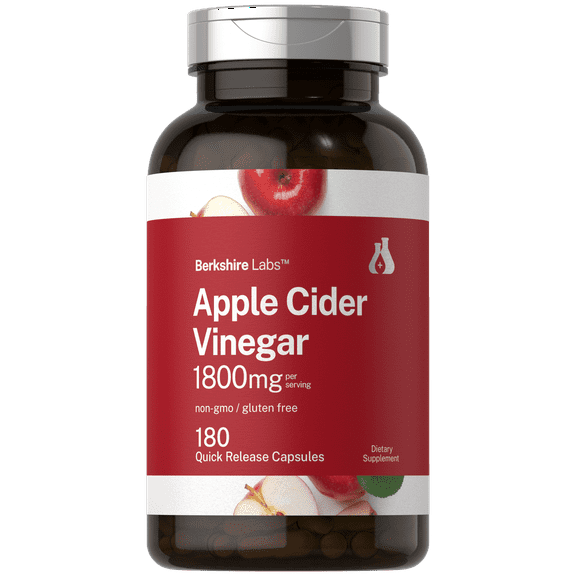 Apple Cider Vinegar Capsules | 1800mg | 180 Count for Men and Women | Berkshire Labs by Horbaach