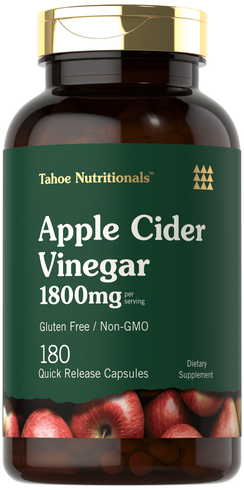 Apple Cider Vinegar Capsules | 1800mg | 180 Count for Men and Women | by Tahoe Nutritionals