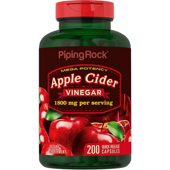 Apple Cider Vinegar Capsules | 1800mg | 200 Count for Men and Women | by Piping Rock