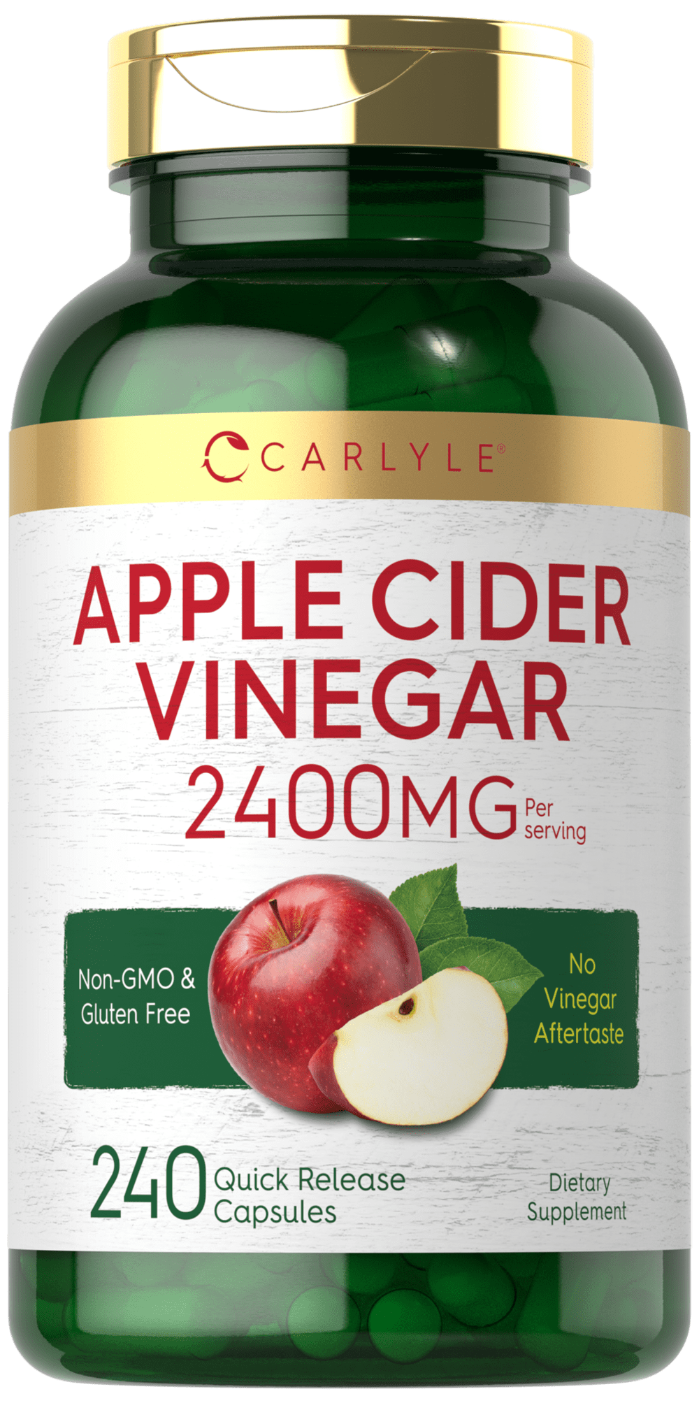 Apple Cider Vinegar Capsules 2400mg 240 Count by Carlyle