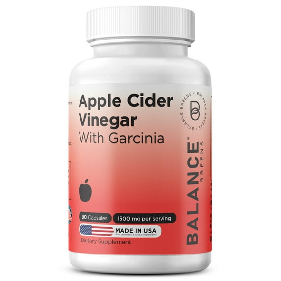 Apple Cider Vinegar Capsules 4-in-1 Formula - with Garcinia, Turmeric & Cayenne - 1500mg, 90 Capsules - Metabolic Support, Gut Health - Non-GMO, Gluten Free Supplement