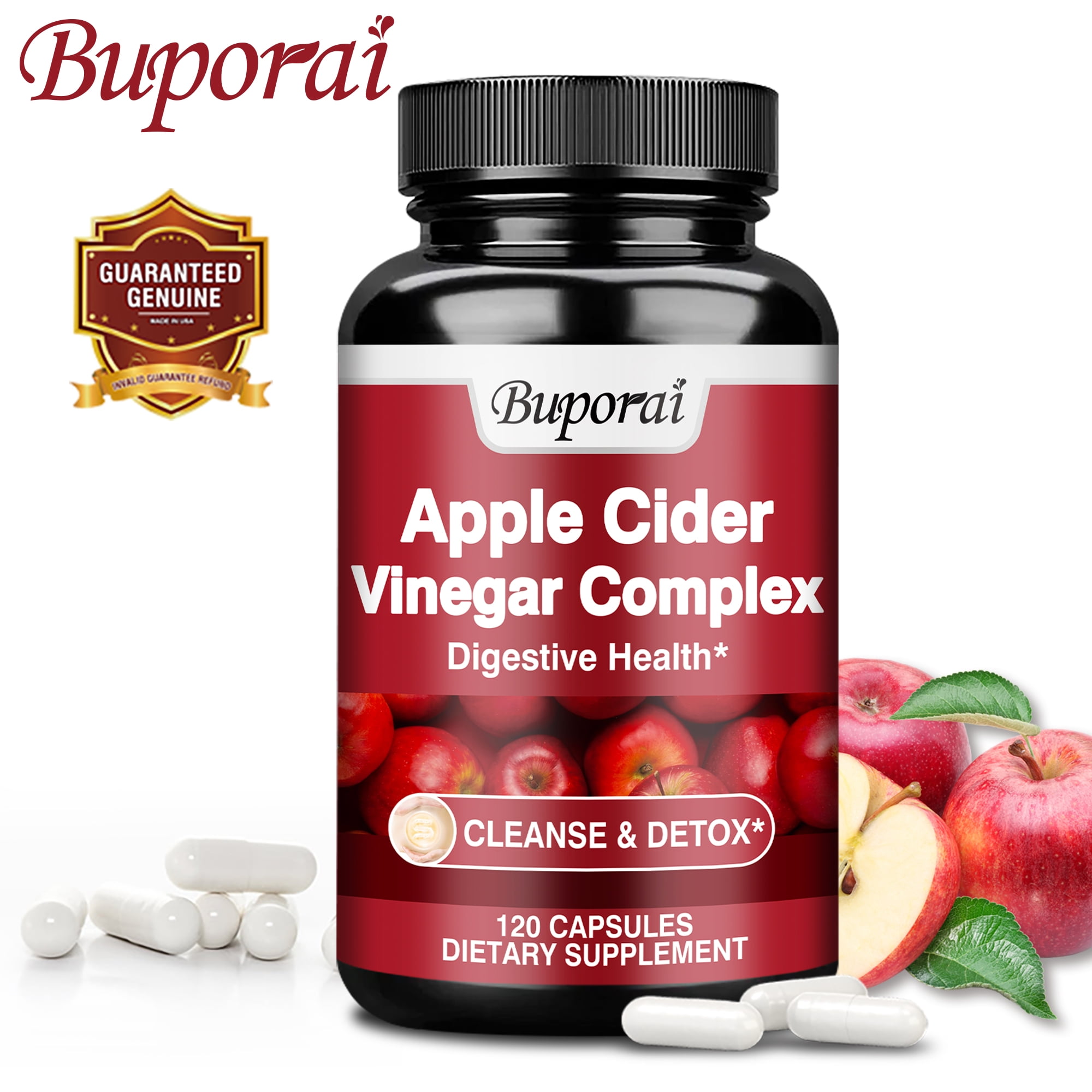 Apple Cider Vinegar Capsules - Burn Fat, Improve Digestion, Healthy Weight Management - 120 Capsules