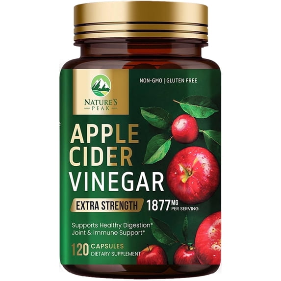 Apple Cider Vinegar Capsules ACV Supplements 1877mg, Vitamin D3, Zinc, Best ACV Supplement Pills Supporting Gut Health for Better Digestion, Immune System Support, Non-GMO & Gluten Free, 120 Capsules