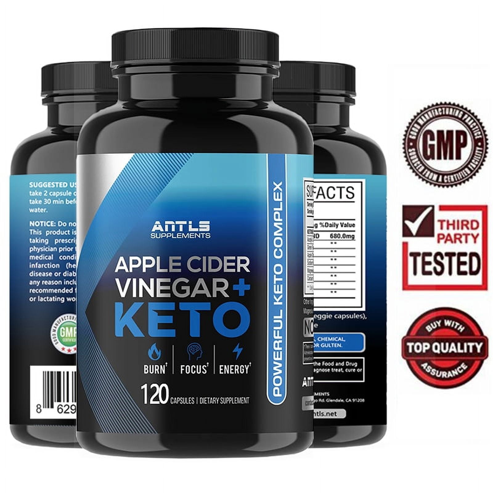Apple Cider Vinegar Capsules Plus Keto BHB Fat for Energy & Weight