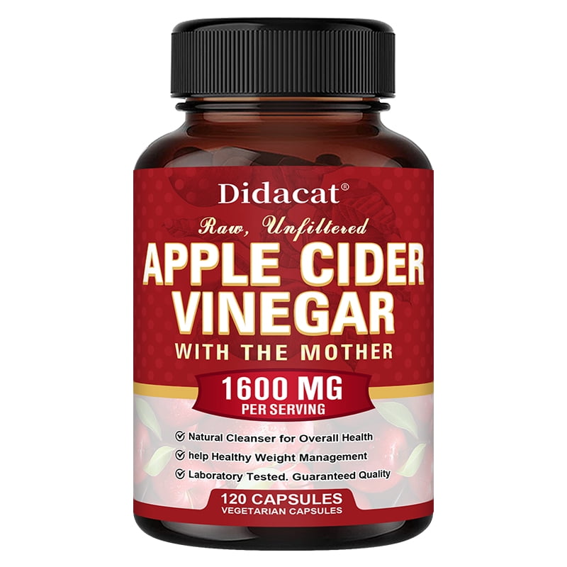 Apple Cider Vinegar Capsules with The Mother - Best Supplement for Healthy Weight Loss, Diet, Keto, Digestion, Detox, Immune - 120 Capsules
