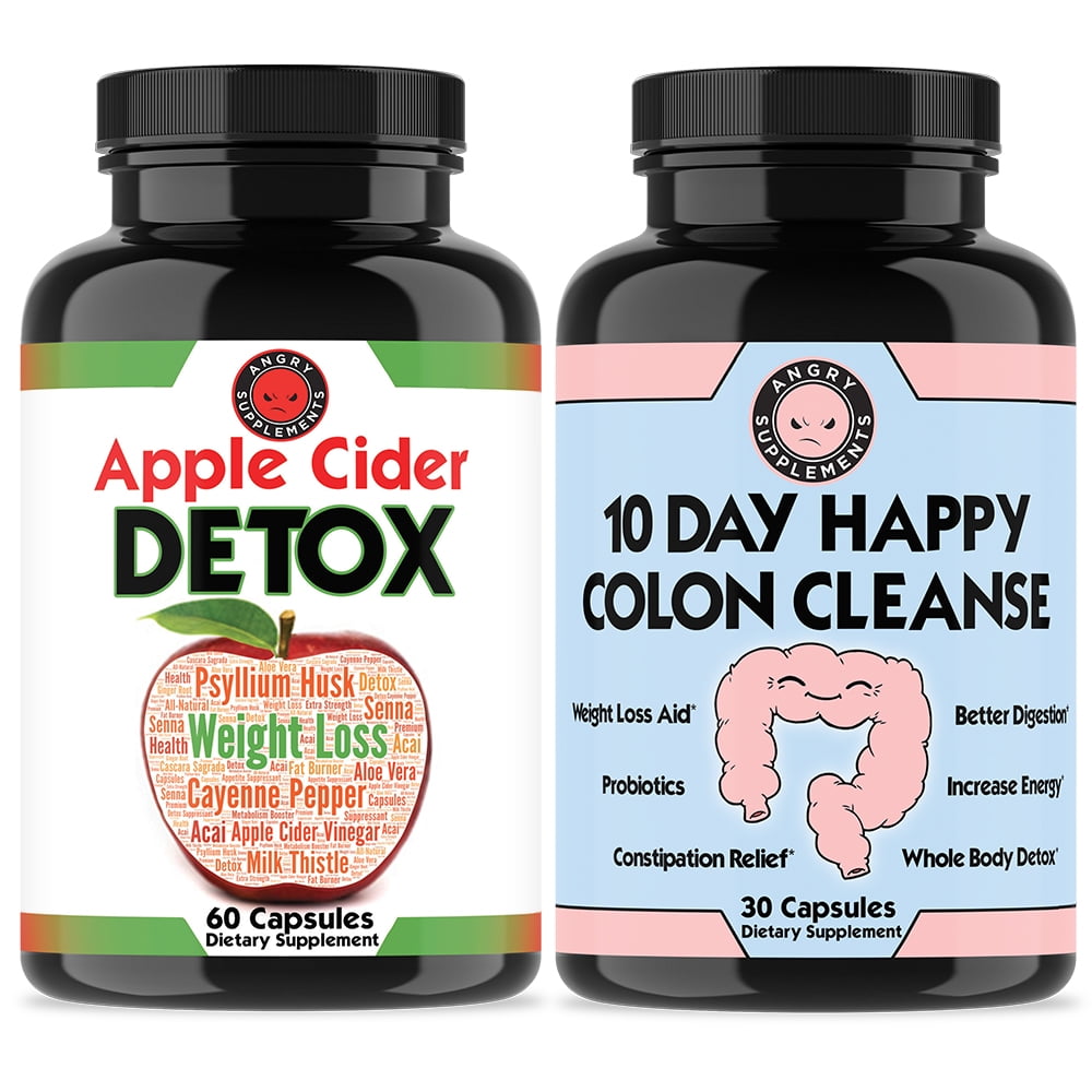 Angry Supplements Apple Cider Detox + 10 Day Happy Colon Cleanse - Rapid Weight Loss Detox, 2-Pack