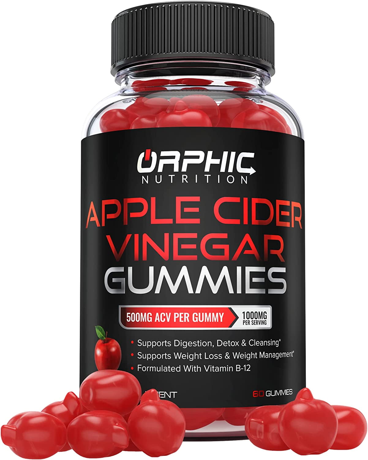 Apple Cider Vinegar Gummies - 1000mg -Formulated to Support Healthy Weight, Normal Energy Levels & Gut Health* - Supports Digestion, Detox & Cleansing* - ACV Gummies W/ VIT B12, Beetroot & Pomegranate