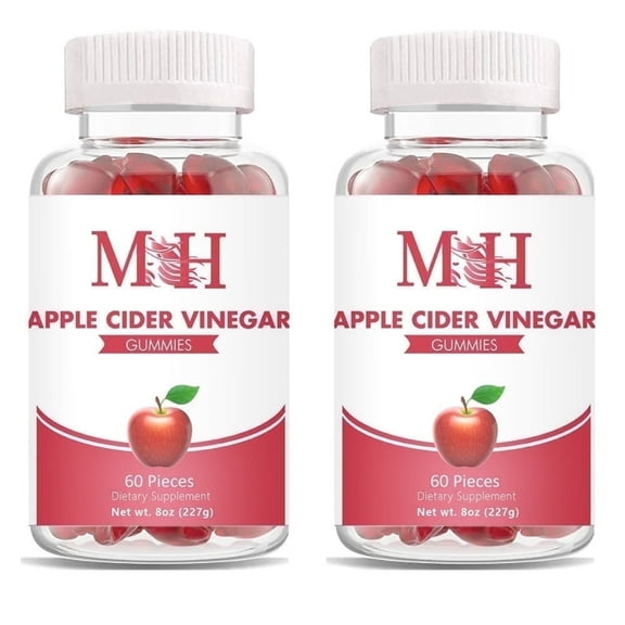 2Pack Apple Cider Vinegar Gummies, 120 ct Vitamins and Supplements, Vegan, Non-GMO, Gluten Free Supplement