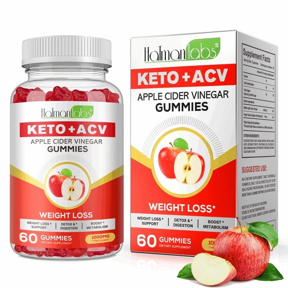 Apple Cider Vinegar Gummies with Mother ACV, Keto Friendly ACV Gummies, Ginger Extract for Digestive & Metabolism Support, 60 Gummies