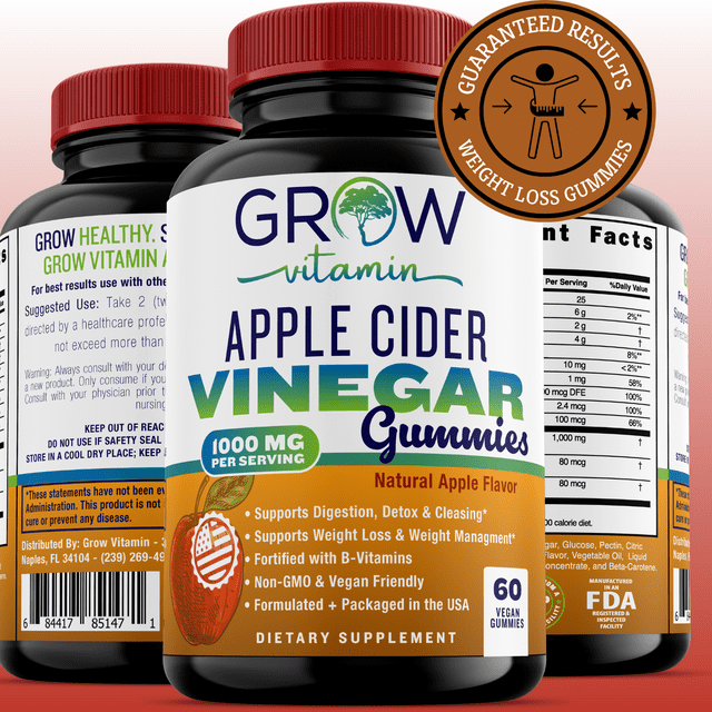 Apple Cider Vinegar Gummy Vitamins Detox & Weight Management with The