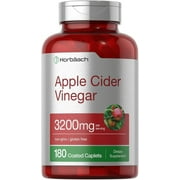 Apple Cider Vinegar Pills 3200mg | 180 Caplets | Vegetarian, Non-GMO & Gluten Free Supplement | By Horbaach
