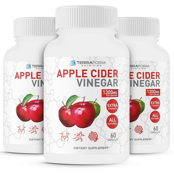 Apple Cider Vinegar Pills Powerful & Potent for Men & Women, 1300mg - 3 Pack