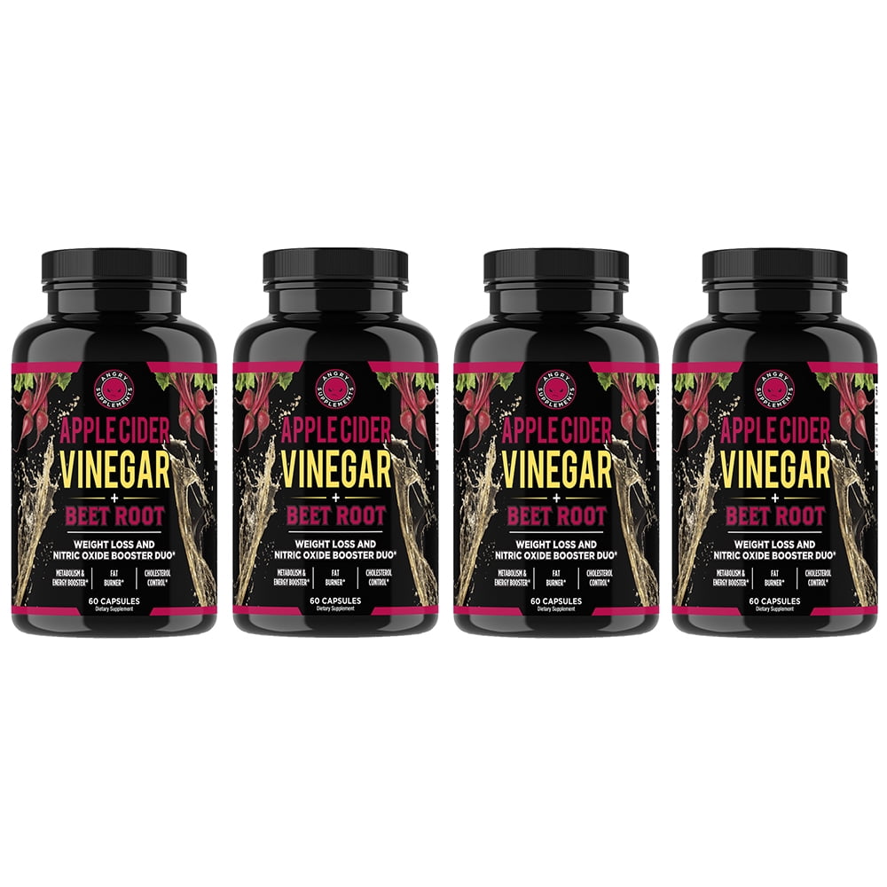 Apple Cider Vinegar with Beet Root Powder Nitric Oxide Boost, Weight Loss and Detox (4-Pack)