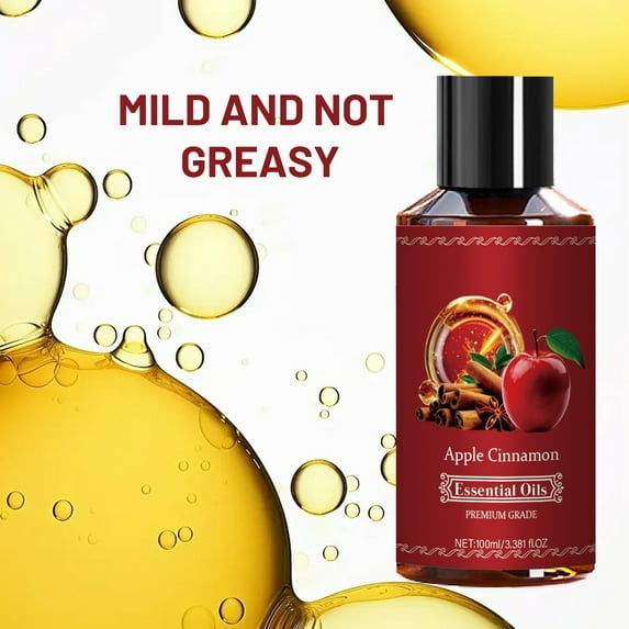 Apple Cinnamon Essential Oil, Apple Cinnamon Essential Hair Oil, Autumn-Scented Essential Oils for Diffusers for Home, Body, Soap Making, Massage