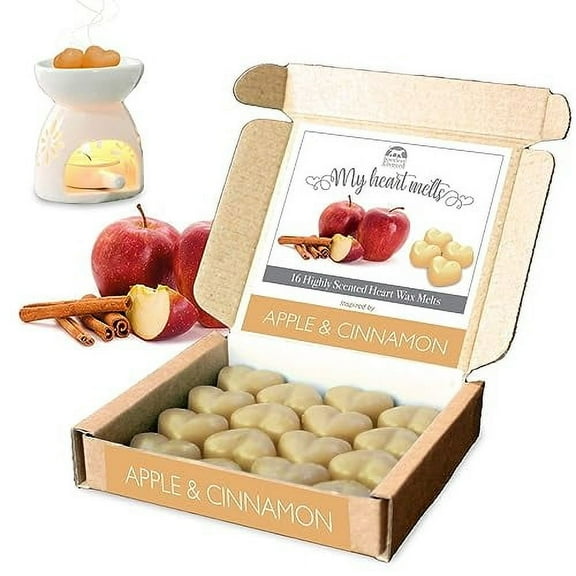 Apple Cinnamon Wax Melts Heart Shaped in Gift Box, Spotless Leopard,16x.18oz