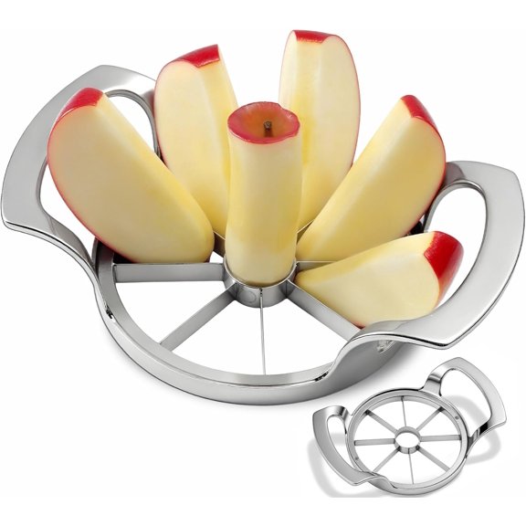 Apple Core Slicer - Easily Cut Smooth Apple Slices with 8-Stainless Steel Blades, Time-Saving Apple Slicer and Corer with Mirrored Handle