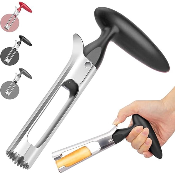 Apple Corer, Premium Stainless Steel Apple Corer Tool,Sturdy Ergonomic Handle, Easy to Use and Clean, Durable,Remover for Pears, Bell Peppers, Fuji, Honeycrisp, Pink Lady Apples (black)