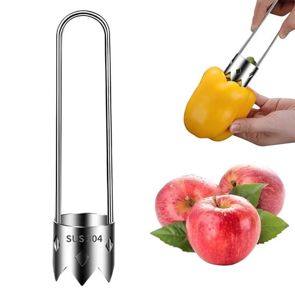 Apple Corer Stainless Steel Fruit Core Remover Kitchen Gadget Cooking Tool Heavy Duty Ergonomic Handle for Apple Pie Baking Healthy Fruit Snacks，A