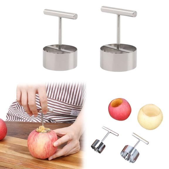 Apple Corer Tool 304 Stainless Steel Fruit Core Remover Gate Sharp Serrated Blade Cupcake Hole Puncher Pear Bell Pepper Pit Separator Kitchen Gadget,Silver
