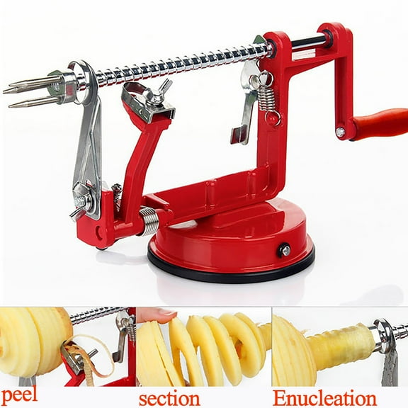 Apple Corer Tool,Apple Peeler and Corer,Stainless Steel 3 In 1 Hand-cranked Fruit Peeler Slicers Kitchen Tools,Apple Peeler Corer 3 In 1 Fruit Peeler Slicer Corer Kitchen Tool Sharp Fruit(Red)
