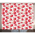 thumbnail image 1 of Ambesonne Fruits Curtains 2 Panel Set, Watercolor Art Harvest, 108" x 63", Dark Coral Green White, 1 of 3