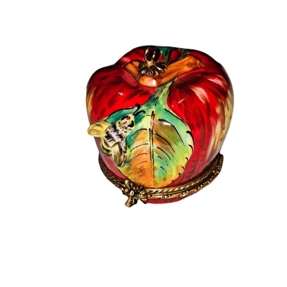 Apple w Bee Limoges Box - Large Unsigned | Limoges Boutique Limoges Box Porcelain Figurine