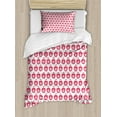 thumbnail image 1 of Apple Duvet Cover Set Twin Size, Girls Kids Design Pattern with Pinkish Apple Fruit in Doodle Style, Decorative 2 Piece Bedding Set with 1 Pillow Sham, Dark Coral Pale Pink White, by Ambesonne, 1 of 3