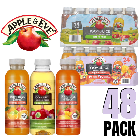 Apple & Eve 100% Apple Juice & Tropical Sunrise Variety Pack 10 fl oz Bottles (48 Pack Total)