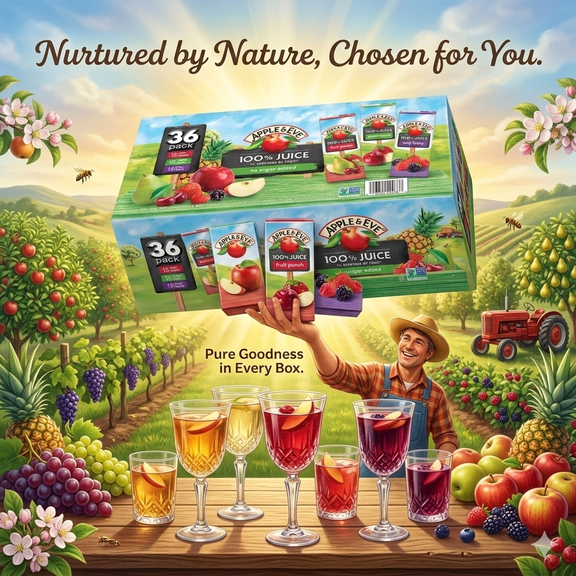 Apple & Eve 100% Juice Variety Pack, 6.75 fl oz Juice Boxes, Kids Juice Drinks, No Added Sugar, 36 Count