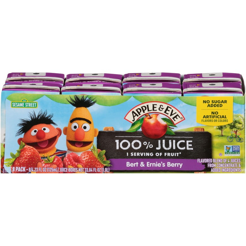 Apple & Eve Bert & Ernie's Berry 100% Juice, 4.23 fl oz, 8 count