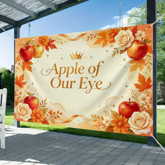 Apple of Our Eye Baby Shower Decorations Backdrop Fall Apple Autumn Floral Princess Baby Shower Party Photo Studio Booth Photography Background Banner 51*59IN