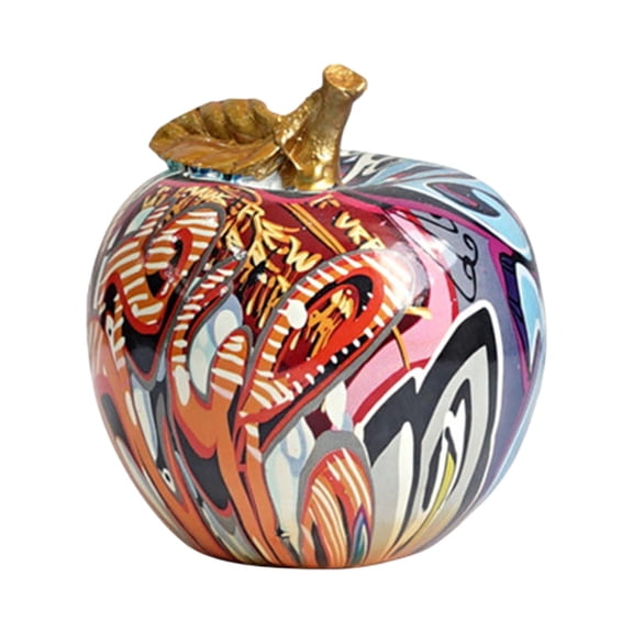 Apple Figurine Graffiti Statue Fruit Sculpture Bright Colorful Resin for Living Room Entryway Table Centerpiece