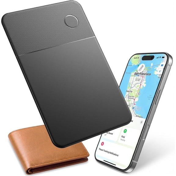 Apple Find My Wallet Tracker Card, Rechargeable Slim Bluetooth Wallet Finder for iPhone, Item Locator for Wallet, Keys, Passport & Luggage, iOS Only, Black