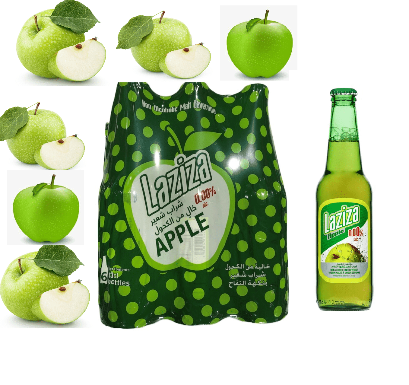 Apple Flavor Malt Beverage, One 6-Pack 8.45 fl. oz. (330ml) Glass Bottles