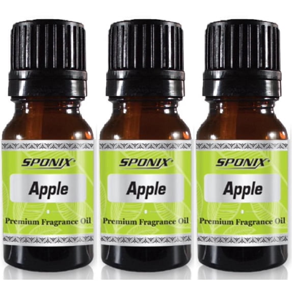 Apple Fragrance Oil 10 ml / 0.33 oz - 100% Pure by Sponix Made in USA Pack of 3