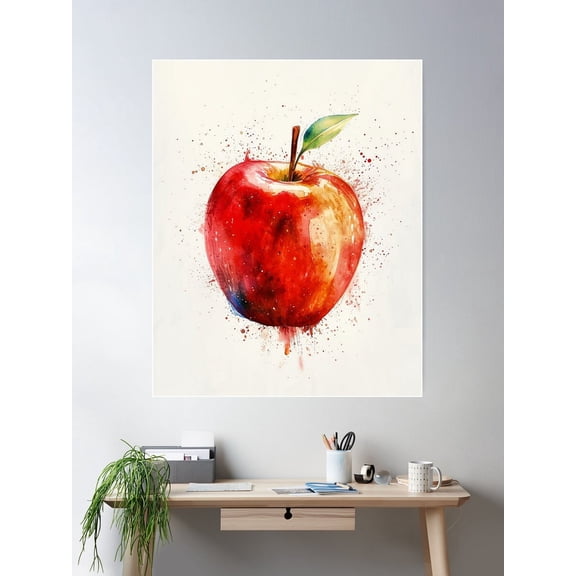 Apple - Fruits And Vegetables Kitchen Poster - Kitchen Art - Kitchen Decor Poster Wall Art, Modern Wall Decor For Living Room Bedroom, 8x12 UNFRAMED