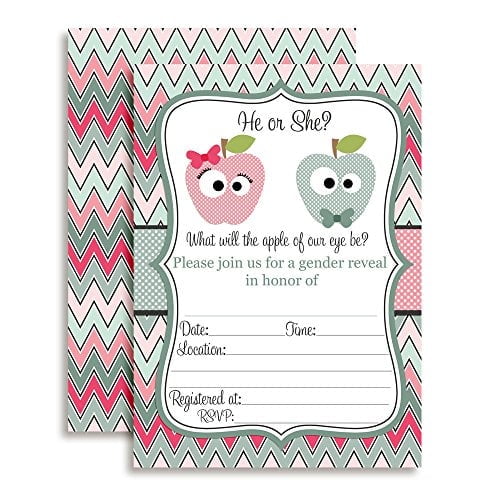 Apple Gender Reveal Baby Shower Invitations