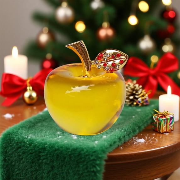 Apple Gift Crystal Apple Ornament, 2 Inch Cute Mini Glass Fruit Apple with Gift Box Collectible Keepsake Christmas Eve & Birthday Present Teacher & Hostess
