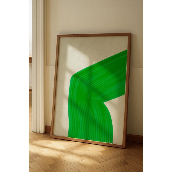 Apple Green Abstract Line Modern Decor Wall Art